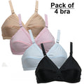 Parisa Pack Of 4 Classy Brief Comfortable Cotton Non Padded Bra