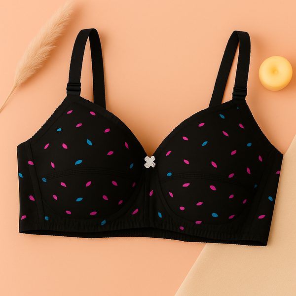 Parisa Light Padded Cotton Printed Bra – Soft & Breathable Everyday Wear (Pack of 4)