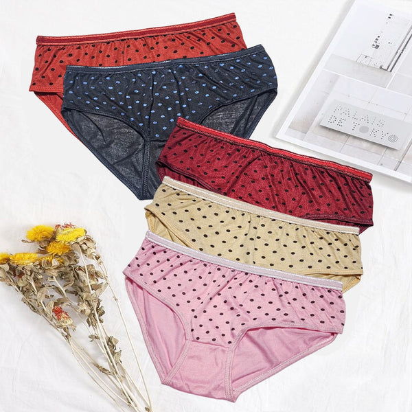 Parisa Polka Dot Cotton Brief Panties – Soft Seamless Everyday Comfort (Pack of 5)