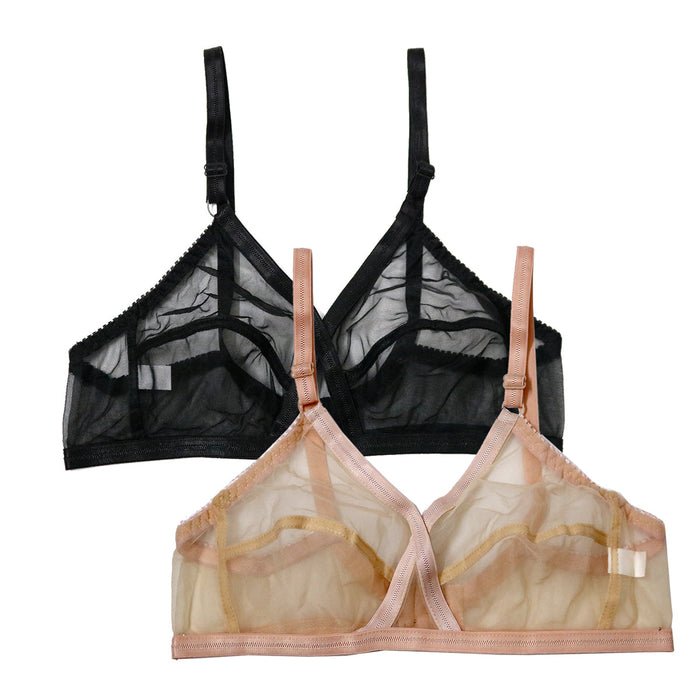 Parisa Full Net Lace Transparent Bra – Non-Padded Full Coverage (Pack of 2)