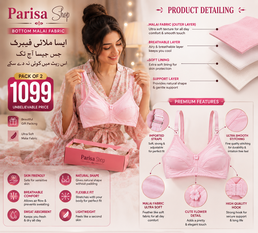Parisa Premium Malai Fabric Non-Padded Bra – Pack of 2